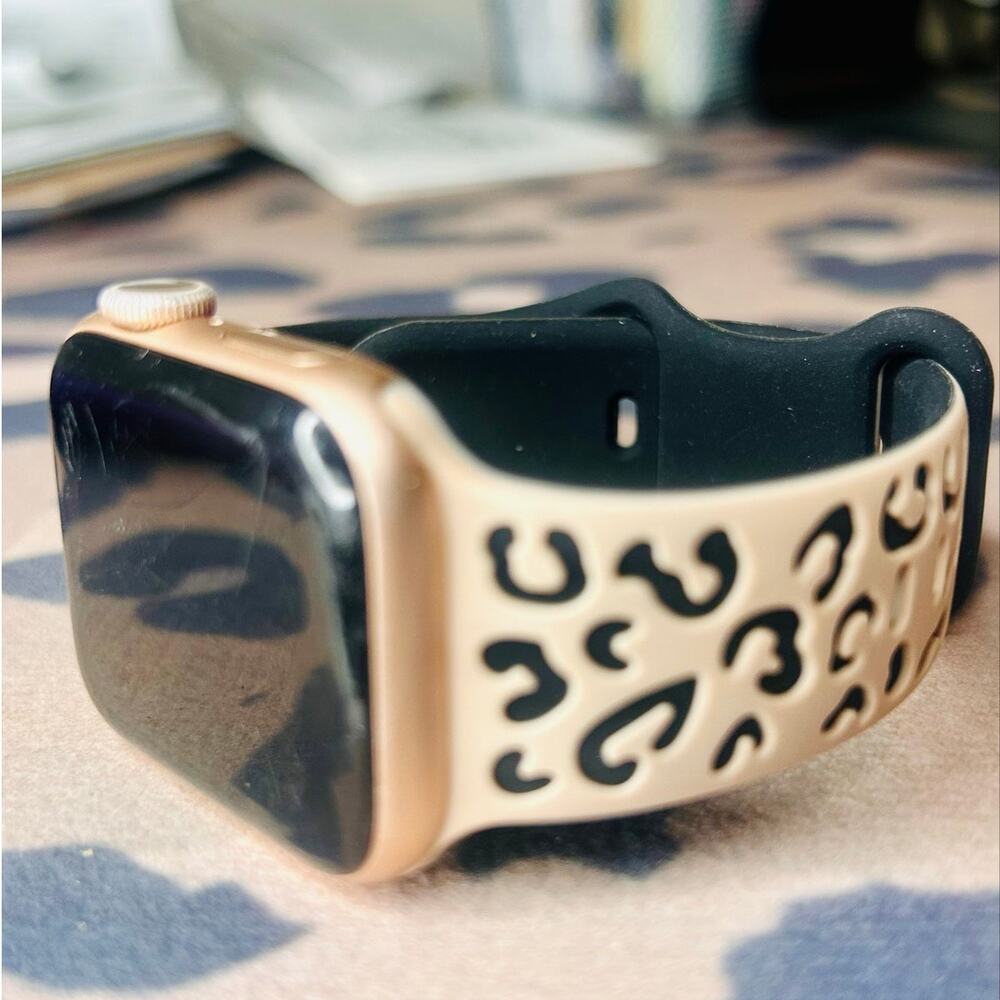 Leopard Apple Watch Band 38 40 Blush Pink Silicone Strap NEW